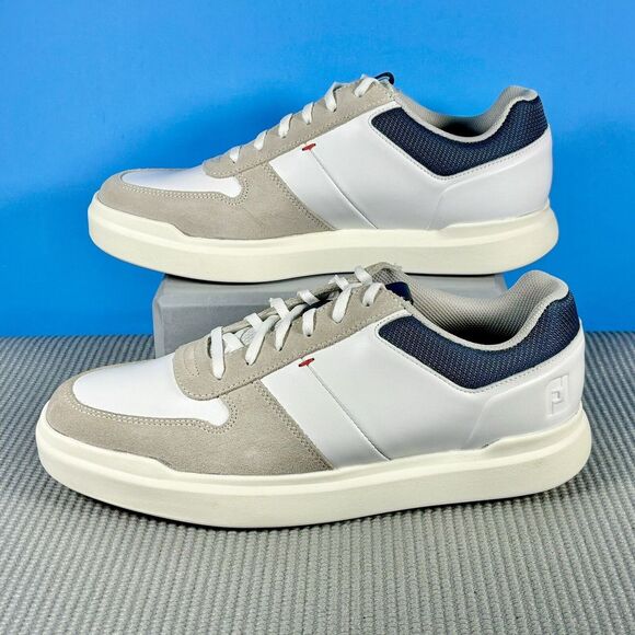 FootJoy Contour Casual Spikeless Golf Shoes (NEW Men's 10 white navy 54374) - Picture 5 of 6